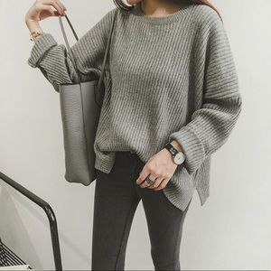 Oversized Gray Knit Sweater